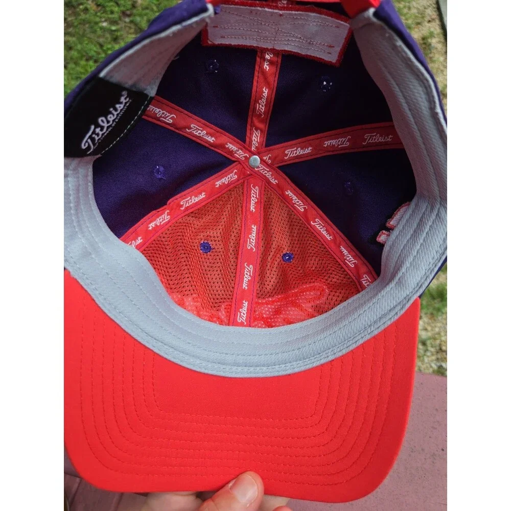 Titleist Hat Cap Mens Strapback Adjustable Purple/Orange FootJoy Pro V1 FJ Golf